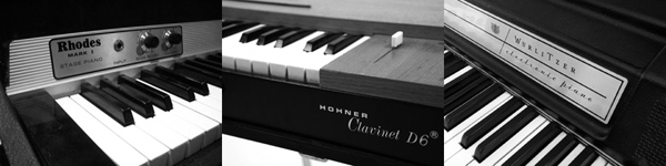 Fender Rhodes, Hohner Clavinet,and Wurlitzer EP200